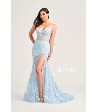 35005 Robe Corset En Broderie Bleu Poudre