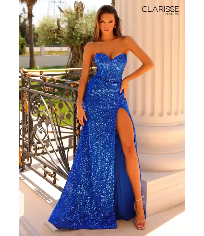 810799 Robe À Paillettes Et Fente Royal