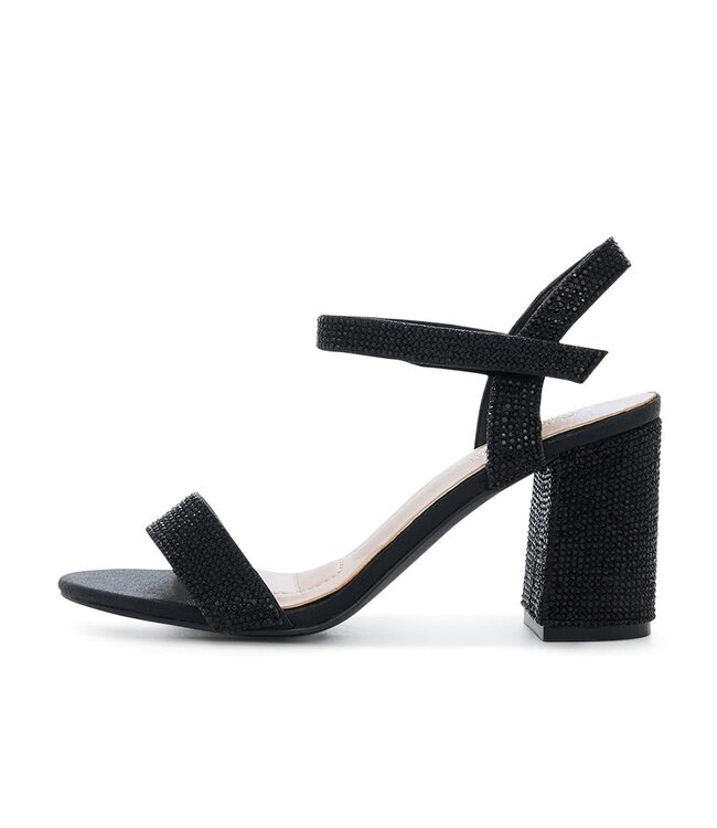 ANNA Sandales Noires Brillantes