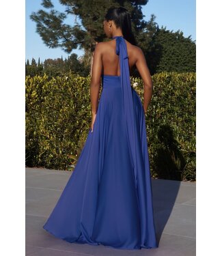 323 Robe En Satin Bleu Royal