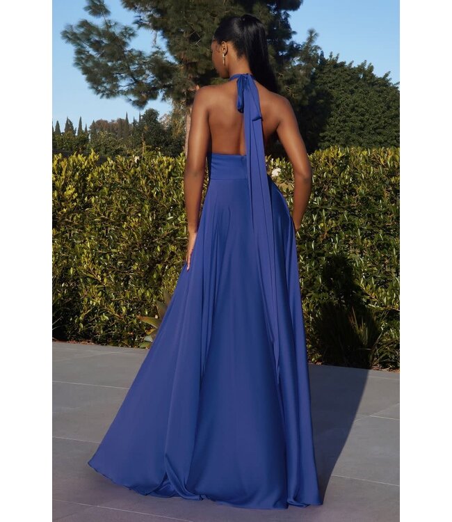 323 Robe En Satin Bleu Royal
