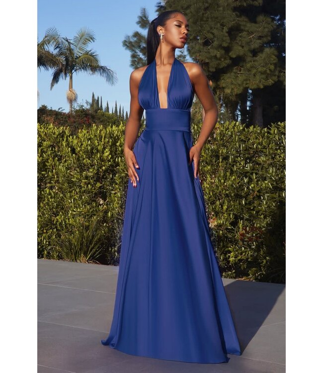 323 Robe En Satin Bleu Royal