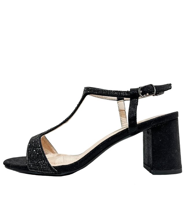 ALBA Sandales Noires Brillantes ALBA