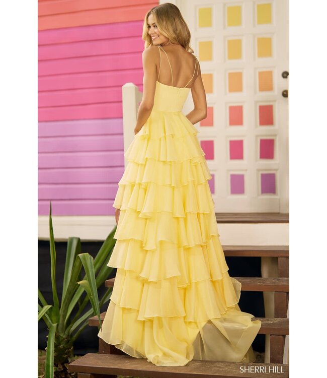 56108 Robe De Chiffon À Volants Fushia