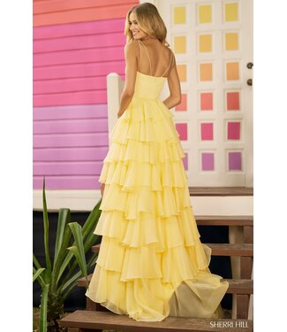 56108 Robe De Chiffon À Volants Noire