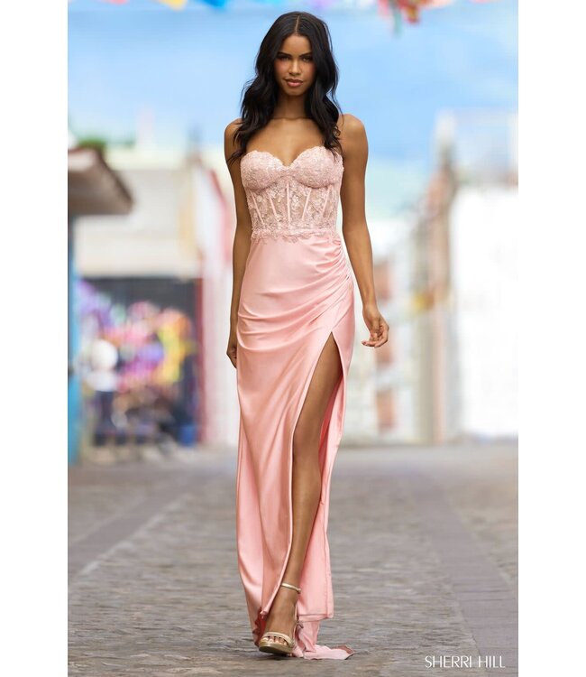 55334 Robe Corset Bas En Satin Émeraude