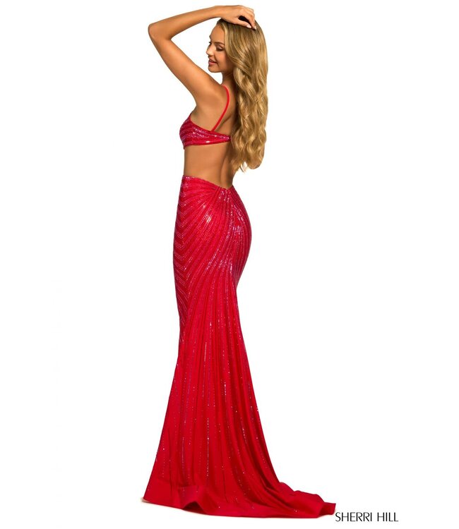 55518 Robe Brillante Dos Ouvert Fuchsia