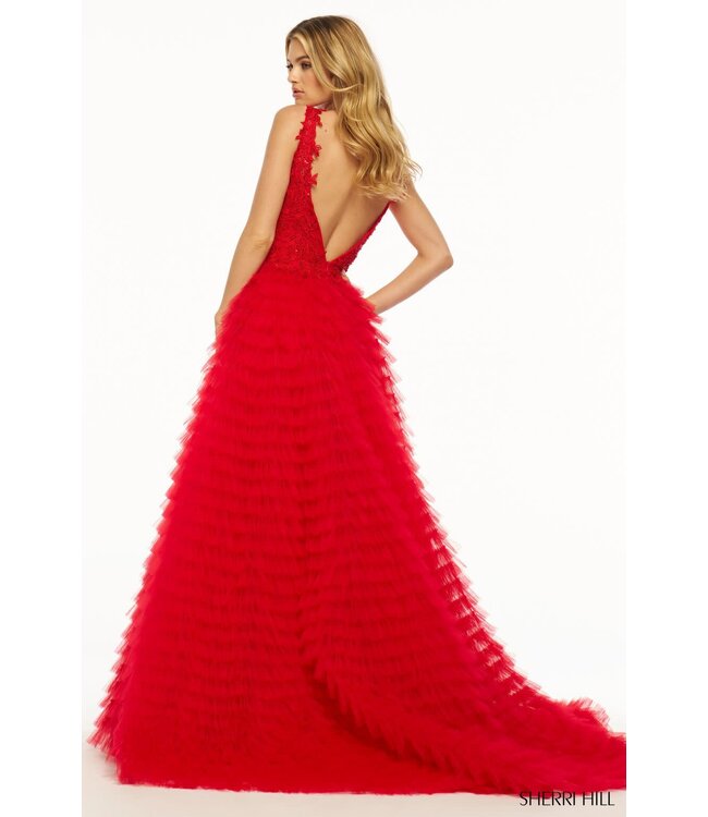 56086 Robe À Volant Rose Flamboyant