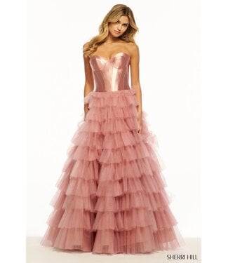 Sherri Hill 55928 Robe Bustier À Étages Blush