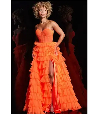 Jovani 38277 Robe Corset À Étage Orange