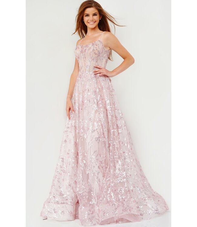 22356 Robe Étincelante À Corset Blush