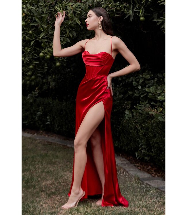 3847 Corset Avec Fente Rouge