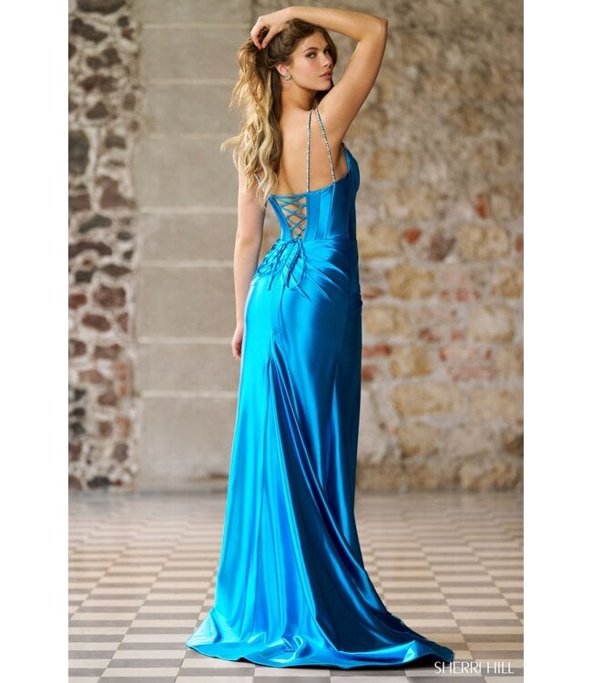 56430 Robe Effet Satin Royal