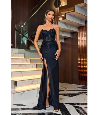 J25023 Robe Corset Brillante Noire