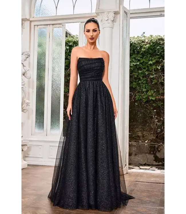 J24004 Robe Scintillante Bustier Noire