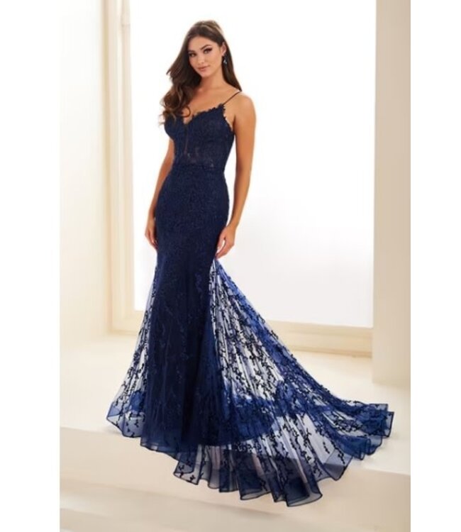 35010 Robe Sirène À Corset Navy