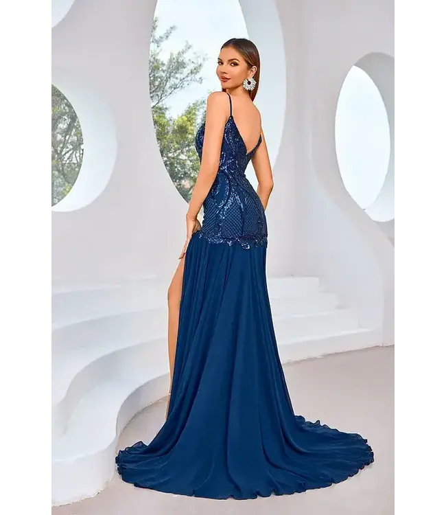 J25015 Robe Ajustée Marine