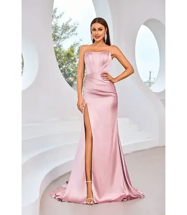 J25011 Robe Corset En Satin Rose