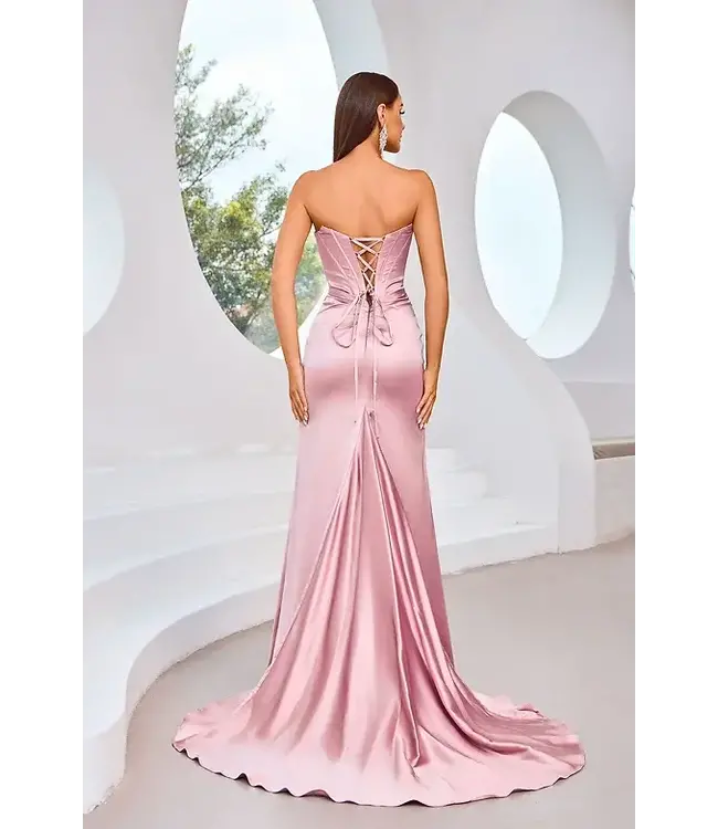 J25011 Robe Corset En Satin Rose