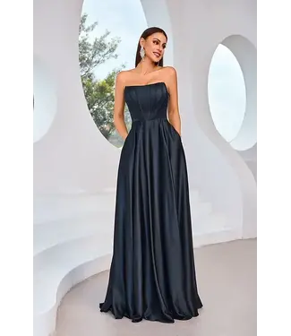 J25012 Robe Corset En Satin Noire