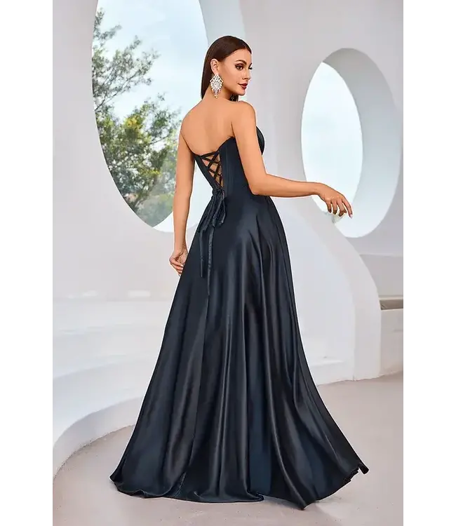 J25012 Robe Corset En Satin Noire