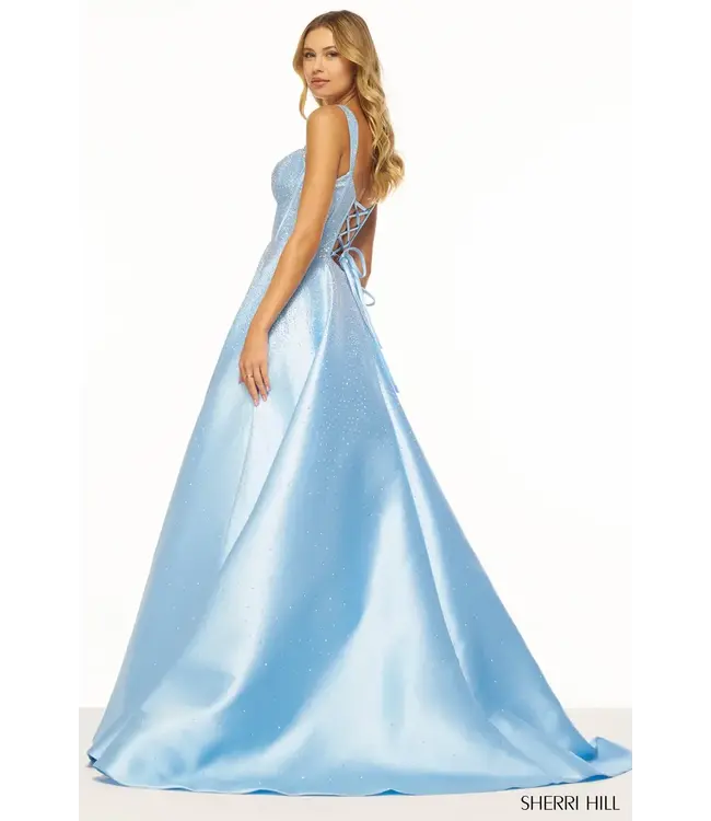 56106 Robe Satiné Brillante Jaune