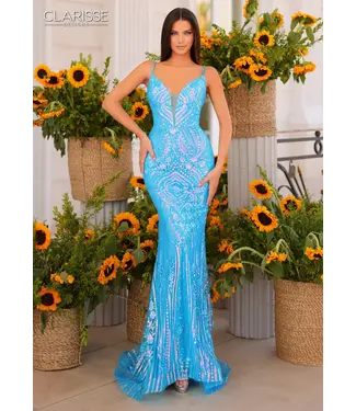 811163 Robe Ajustée Bleu Ciel
