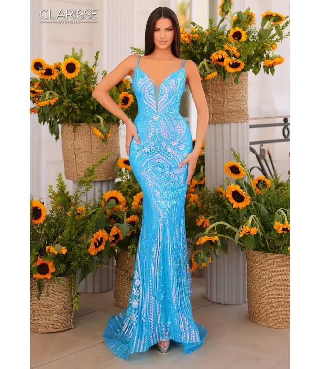 811163 Robe Ajustée Bleu Ciel