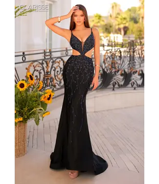 811118 Robe Moulante Brillante Noire