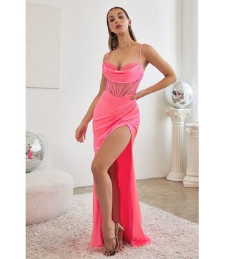 562 Robe Corset Rose Néon
