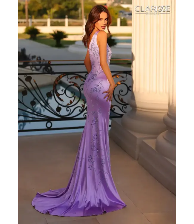 811136 Robe Satinée Une Bretelle Lavande