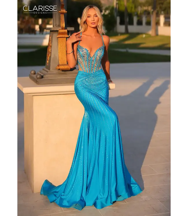 811218 Robe Corset À Brillant Bleu Ciel