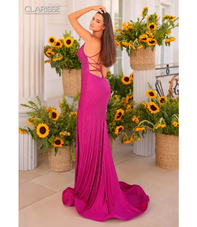 811290 Robe Ajustée Brillante Magenta