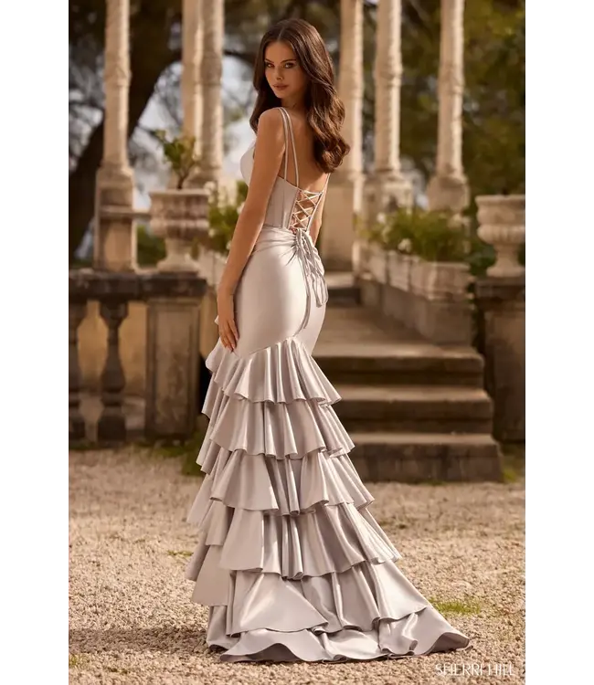 57146 Robe à Corset Avec Volants Argentée