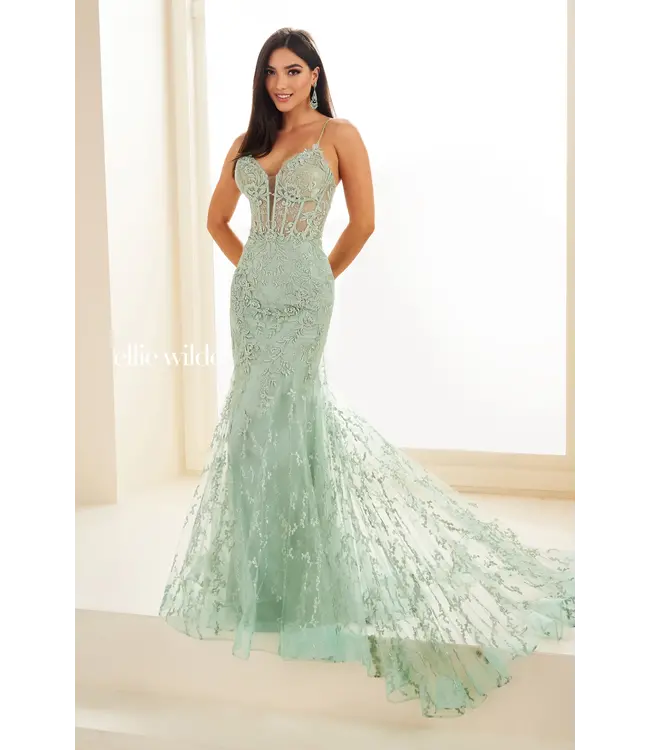 35010 Robe Sirène À Corset Sauge