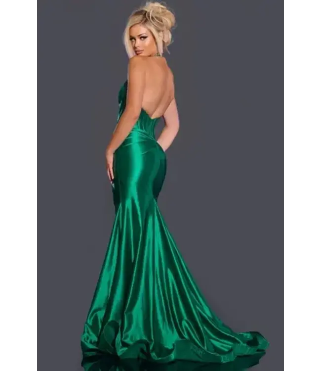41012 Robe En Satin Emeraude