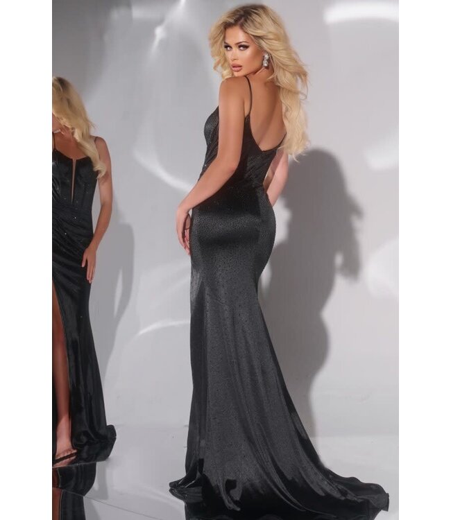 42639 Robe Brillante Ajustée Corset Noire