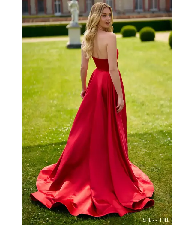 57006 Robe Bustier En Satin Rose Flamboyant