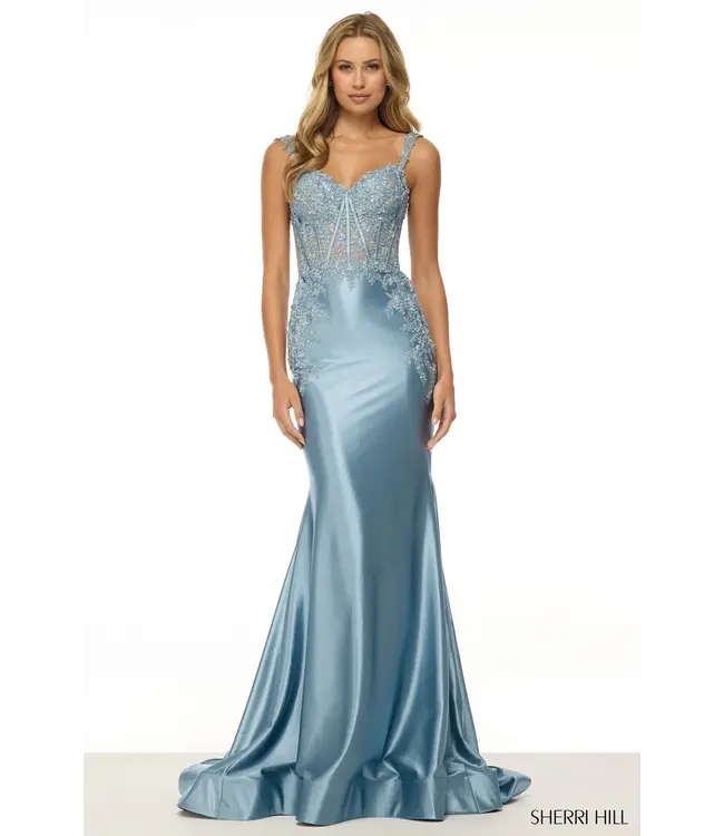 57132 Robe Ajusté Corset Bleu Vintage