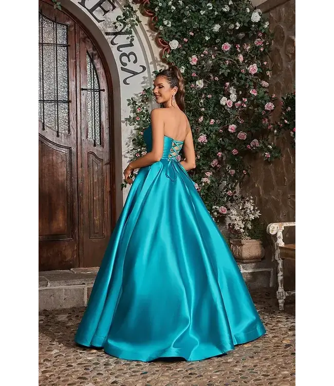 J26022  Robe Bustier En A Teal