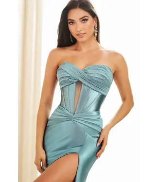 36045 Robe Ajusté Avec Fente Seagrass