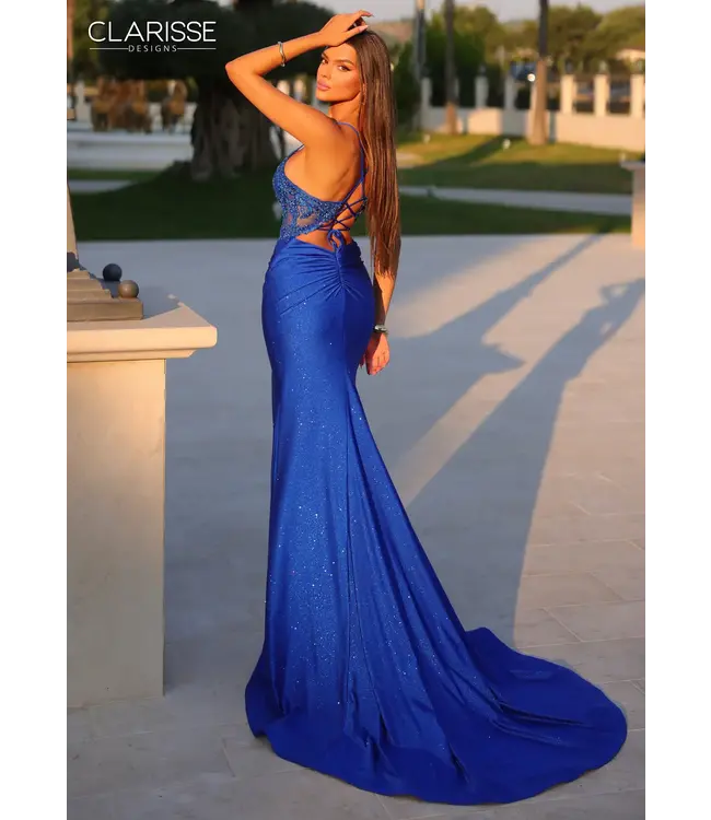 811296 Robe Corset Ajustée Scintillante Royal