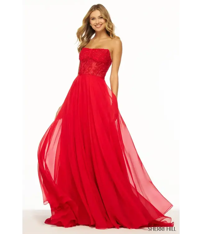 56088 Robe Corset Fluide Rouge