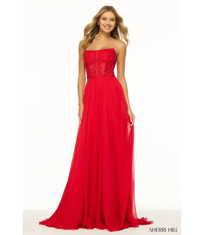 56088 Robe Corset Fluide Rouge