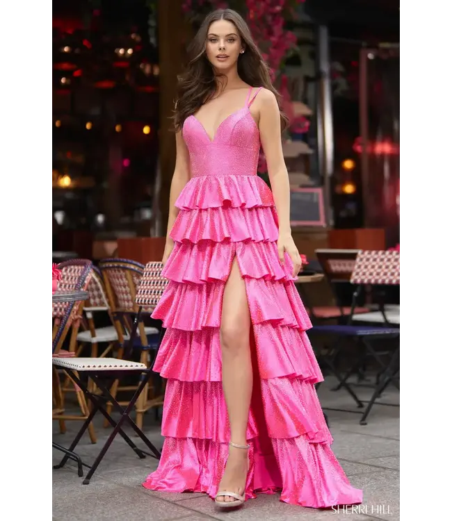 56980 Robe À Volants Brillante Rose Pâle