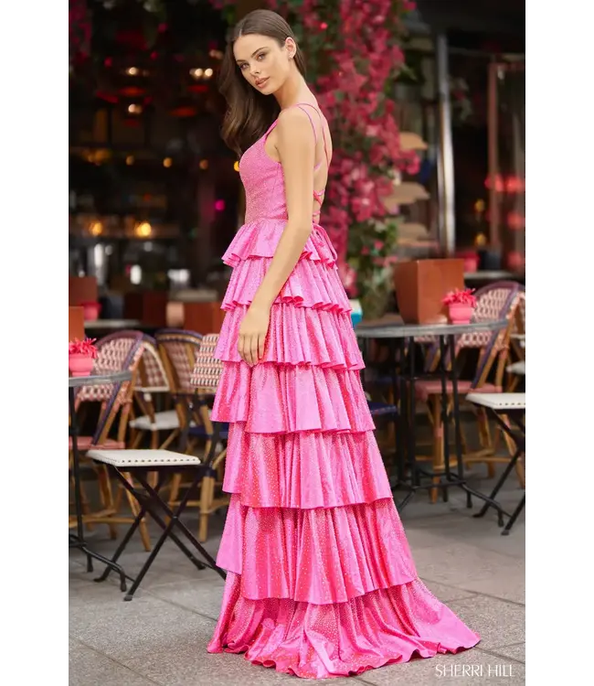 56980 Robe À Volants Brillante Rose Pâle