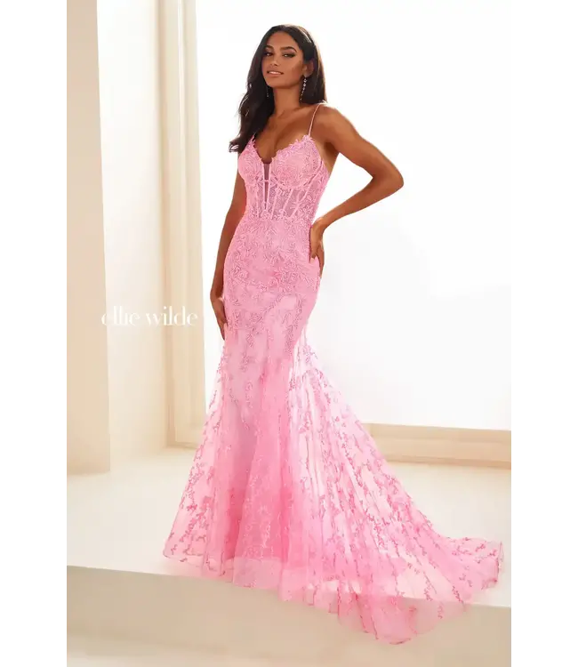 35010 Robe Sirène À Corset Rose