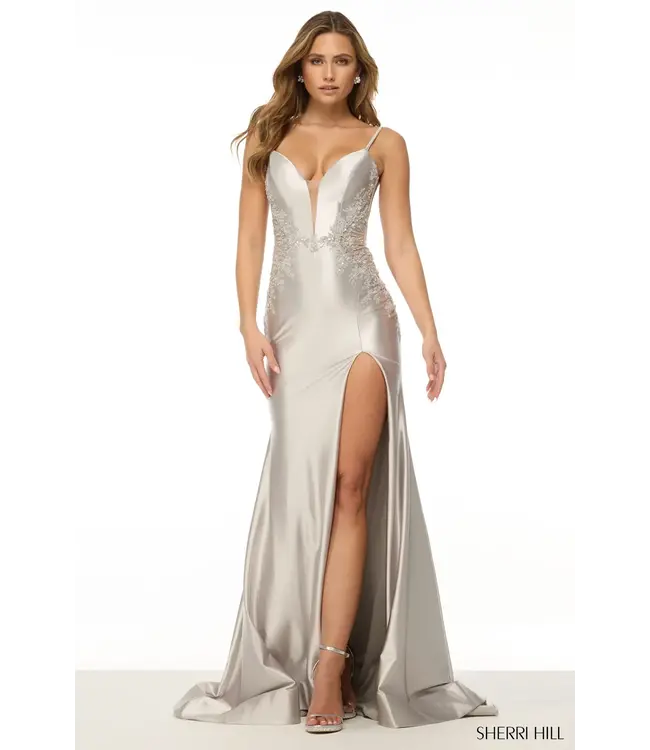 57137 Robe Ajustée Argentée