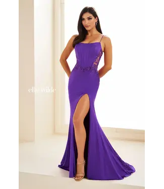 36017 Robe Corset Col Droit Violet