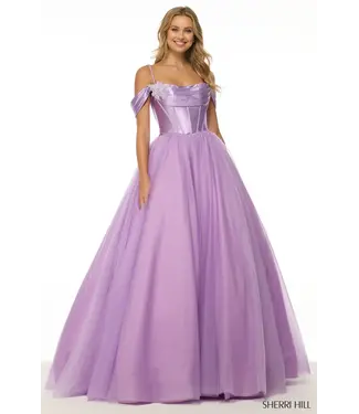 57034 Robe En Tulle Au Corset Satiné Jaune